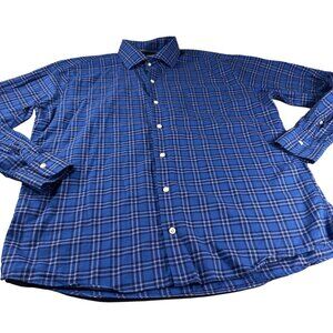 Peter Millar Button Up Shirt Mens Blackwatch Plaid Cotton Long Sleeve Large Top